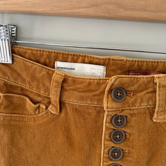 ❄️PILCRO Anthropologie Mustard Yellow Corduroy Button Fly Cropped Skinny Jeans - Picture 5 of 6